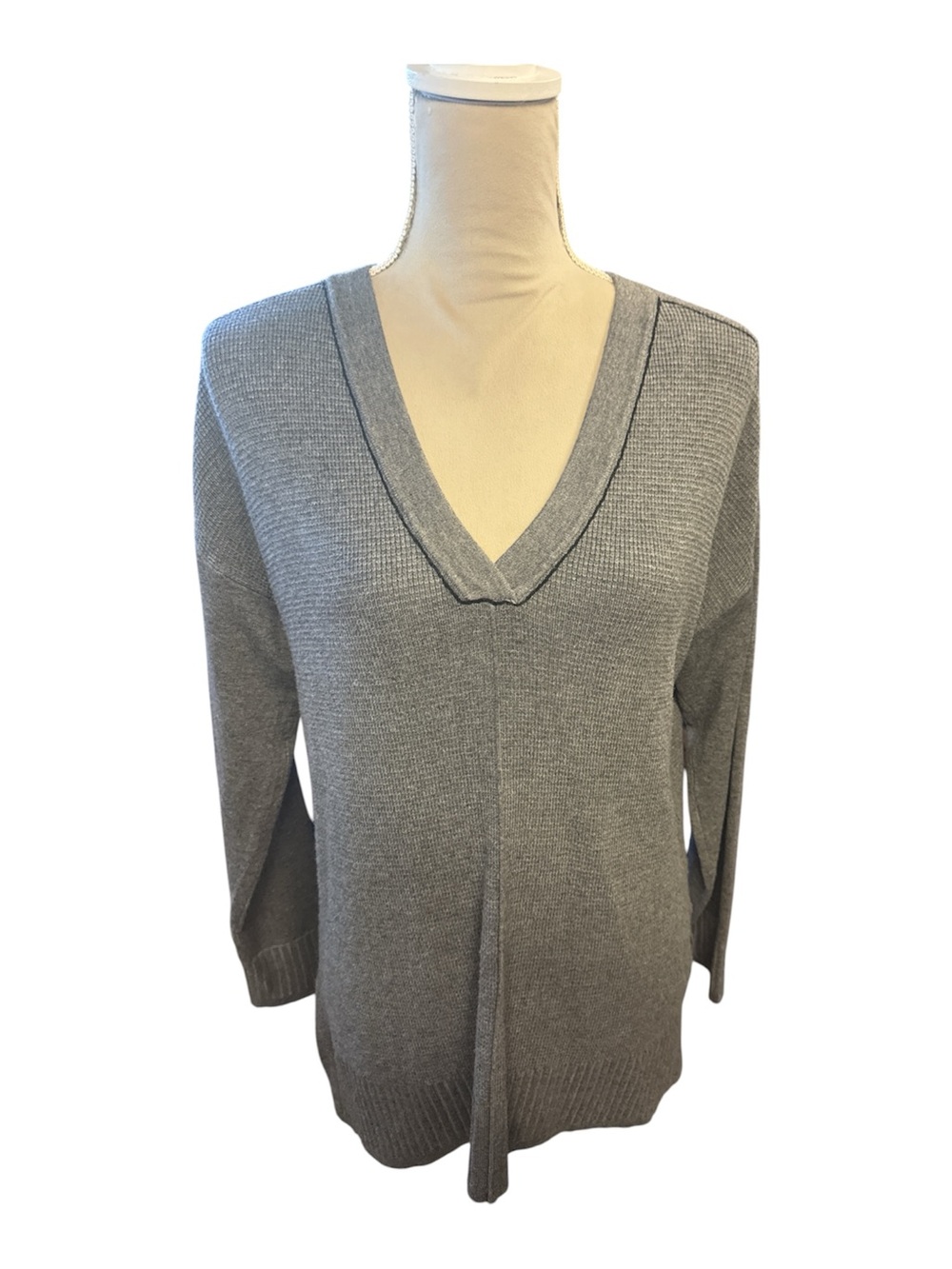 Tribal Gray V-Neck Pullover Sweater
